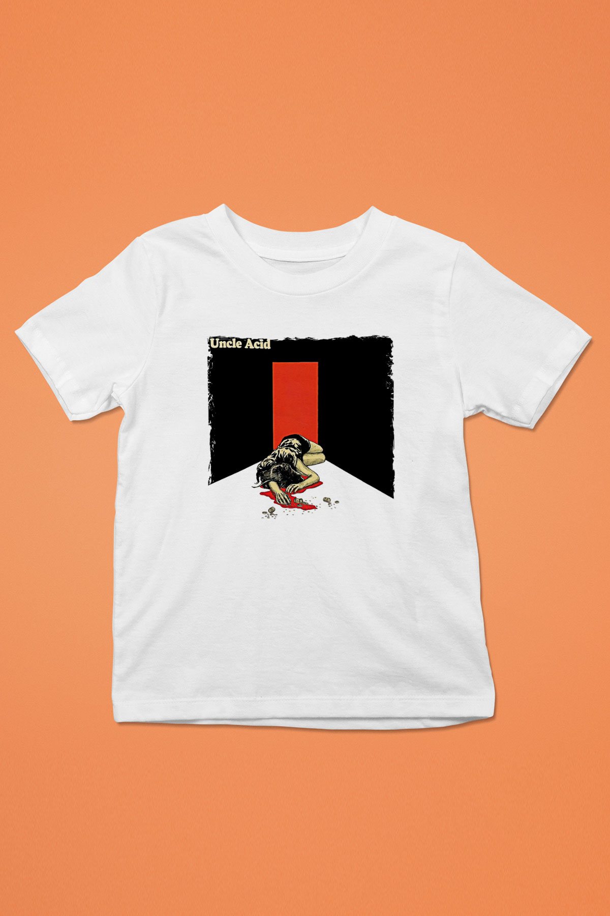 Uncle Acid Baskılı Beyaz Unisex Beyaz Çocuk Tişört - Tshirt