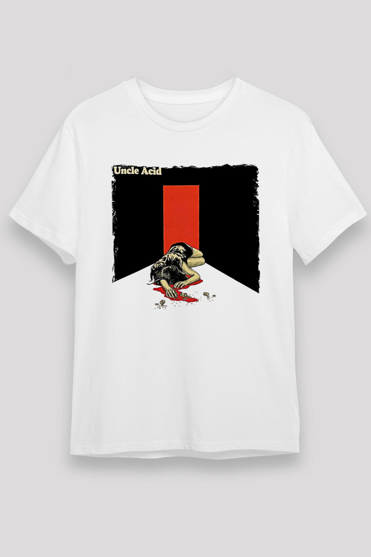 Uncle Acid Baskılı Unisex Beyaz Tişört - Tshirt