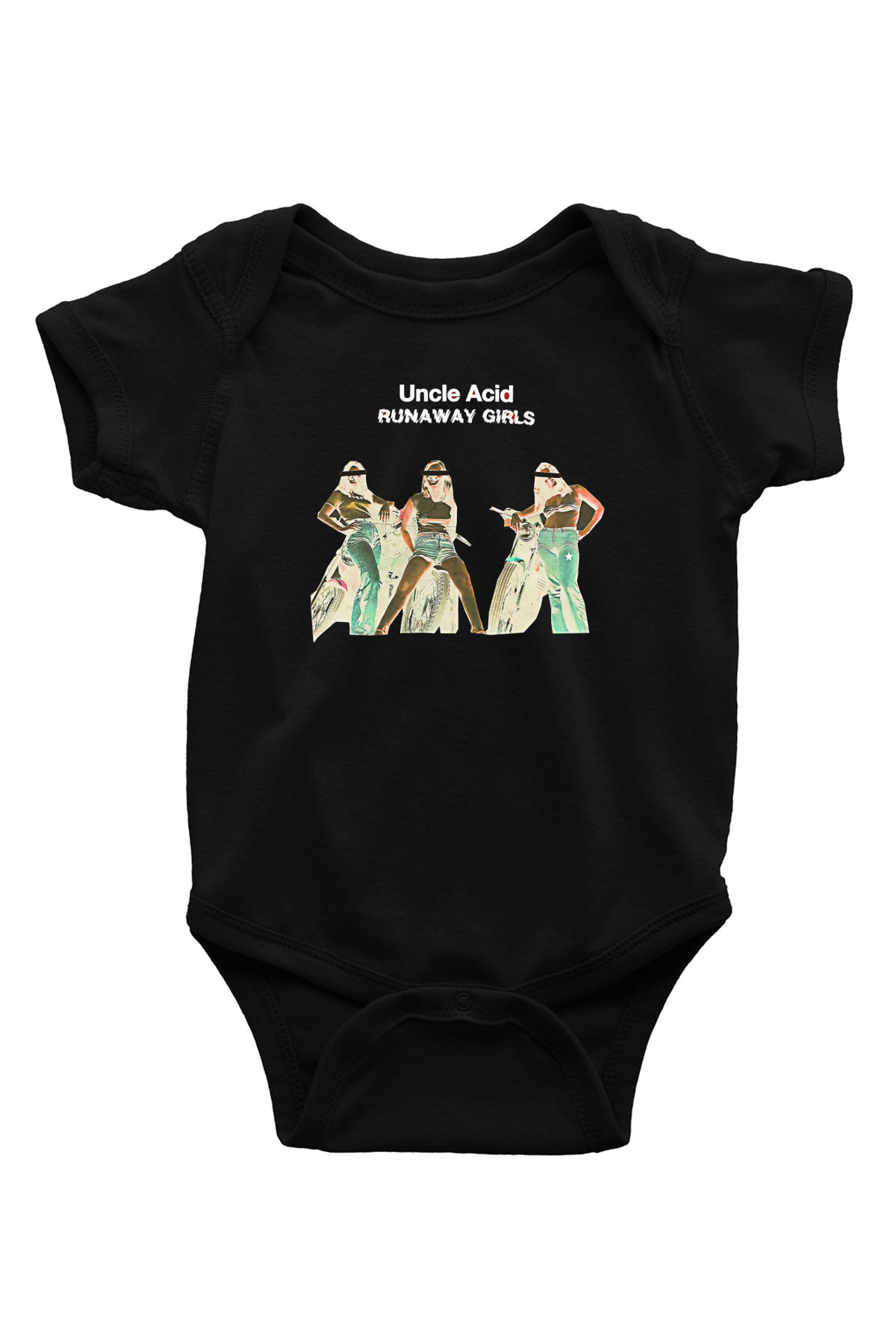 Uncle Acid Baskılı Unisex Siyah Bebek Body - Zıbın