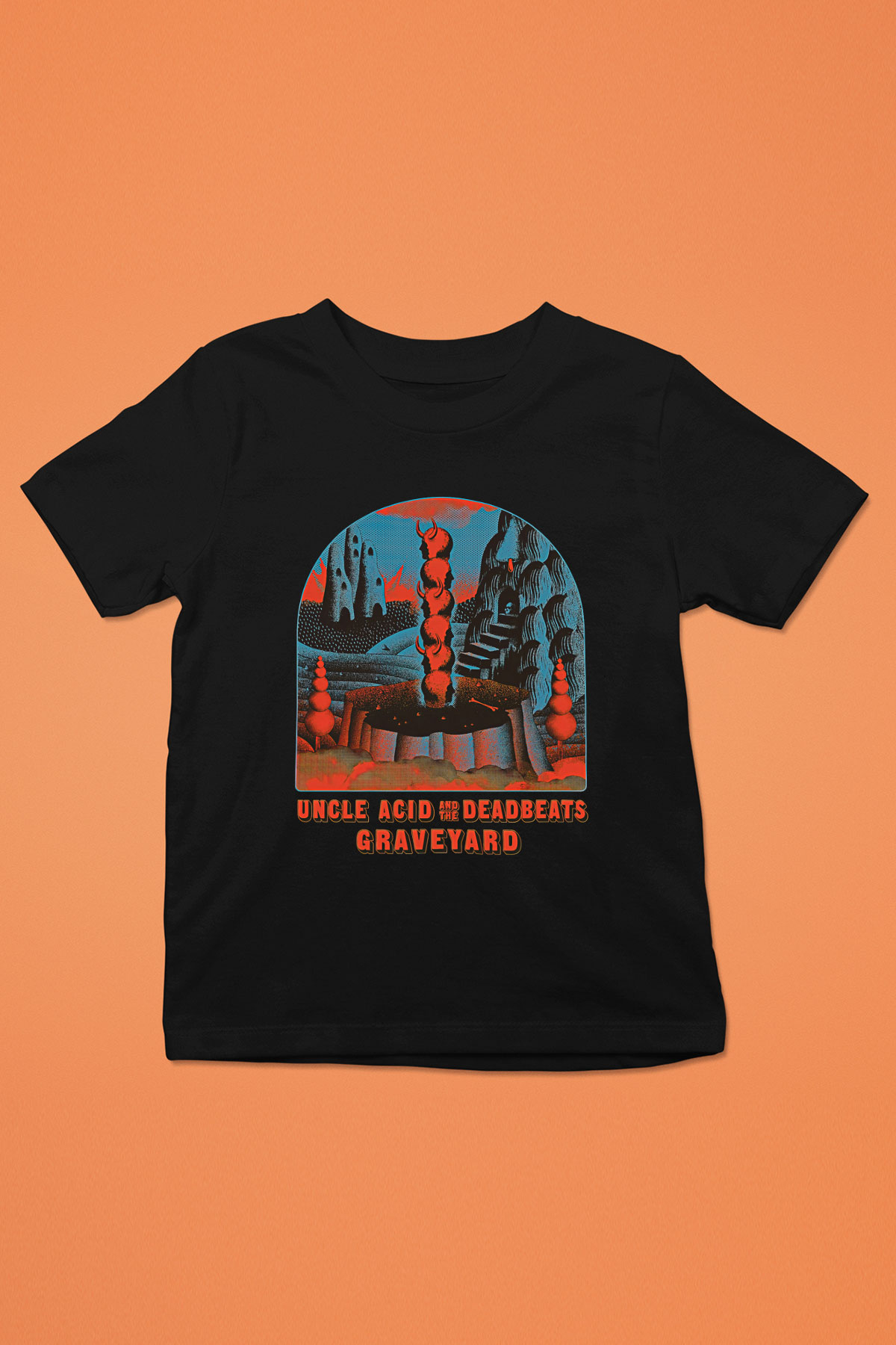 Uncle Acid Baskılı Unisex Siyah Çocuk Tişört - Tshirt