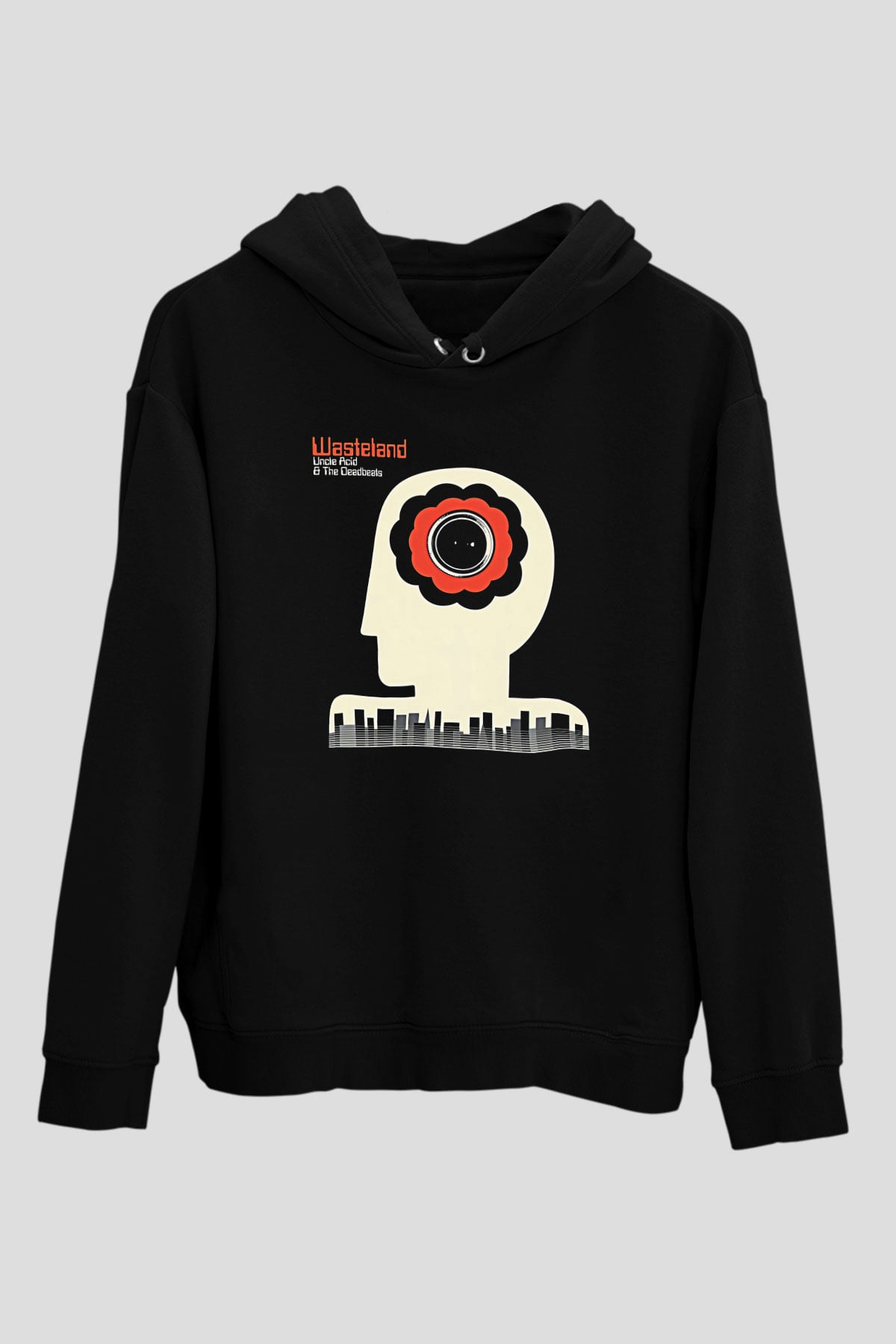 Uncle Acid Baskılı Unisex Siyah Kapüşonlu Sweatshirt