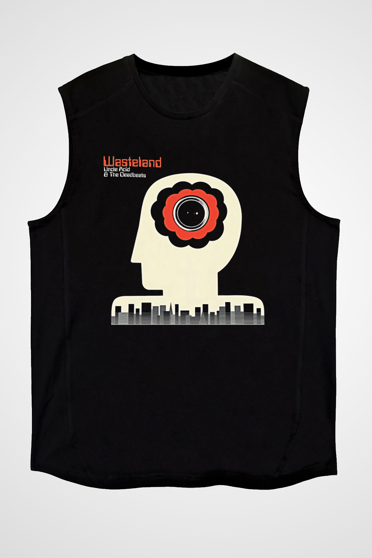 Uncle Acid Baskılı Unisex Siyah Kolsuz Tişört - Tshirt
