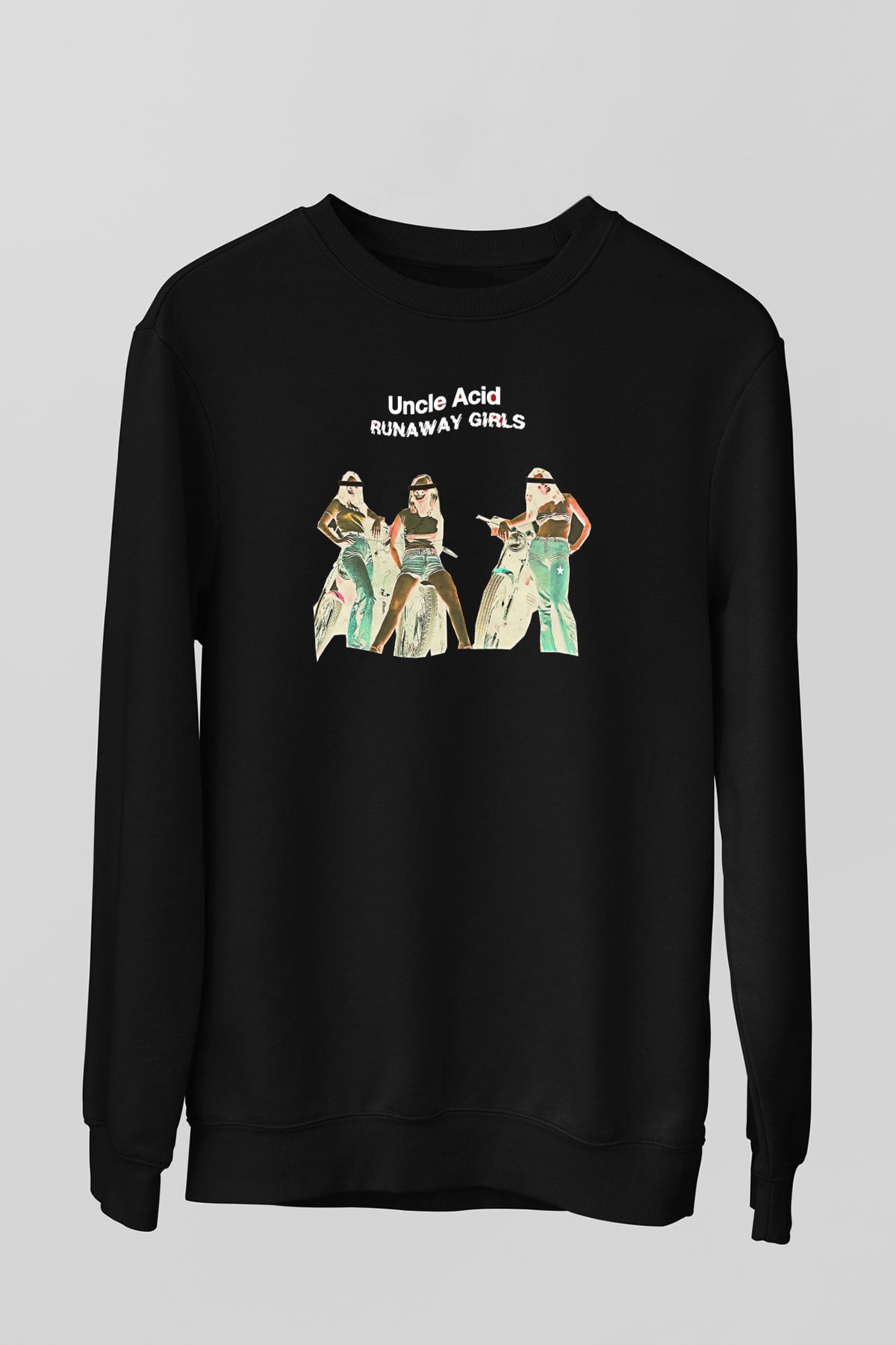 Uncle Acid Baskılı Unisex Siyah Sweatshirt