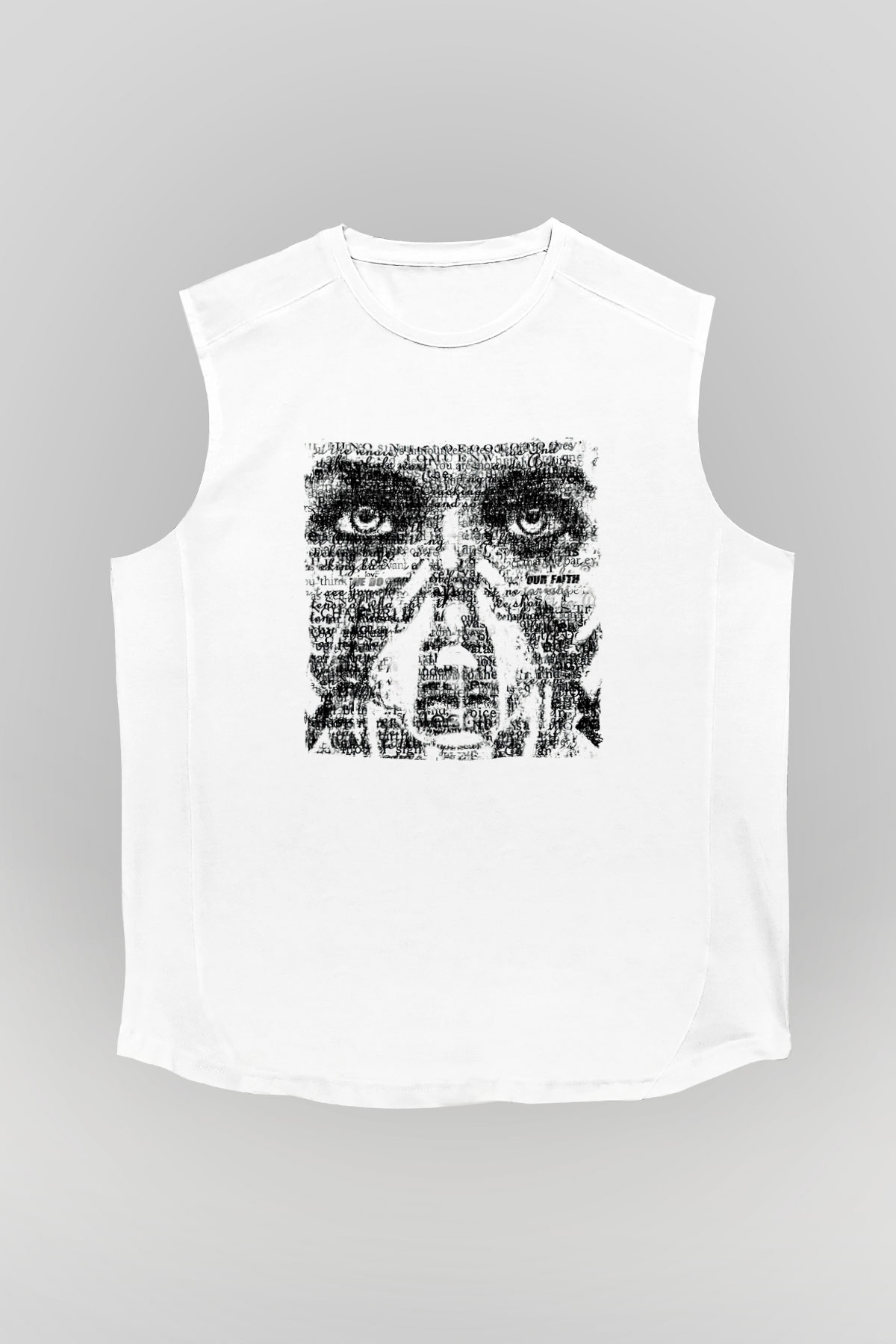 Underoath Baskılı Beyaz Unisex Kolsuz Tişört - Tshirt