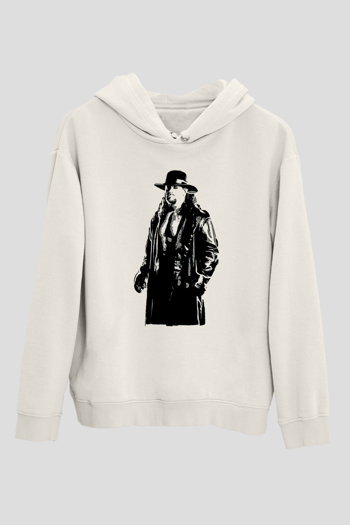 Undertaker Baskılı Beyaz Unisex Hoodie