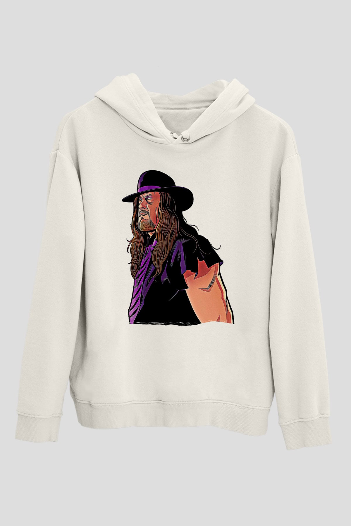 Undertaker Baskılı Beyaz Unisex Hoodie