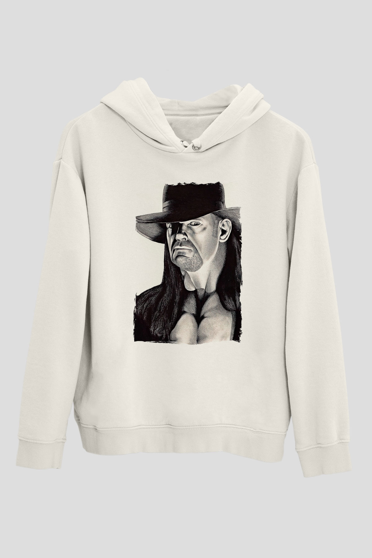 Undertaker Baskılı Beyaz Unisex Hoodie