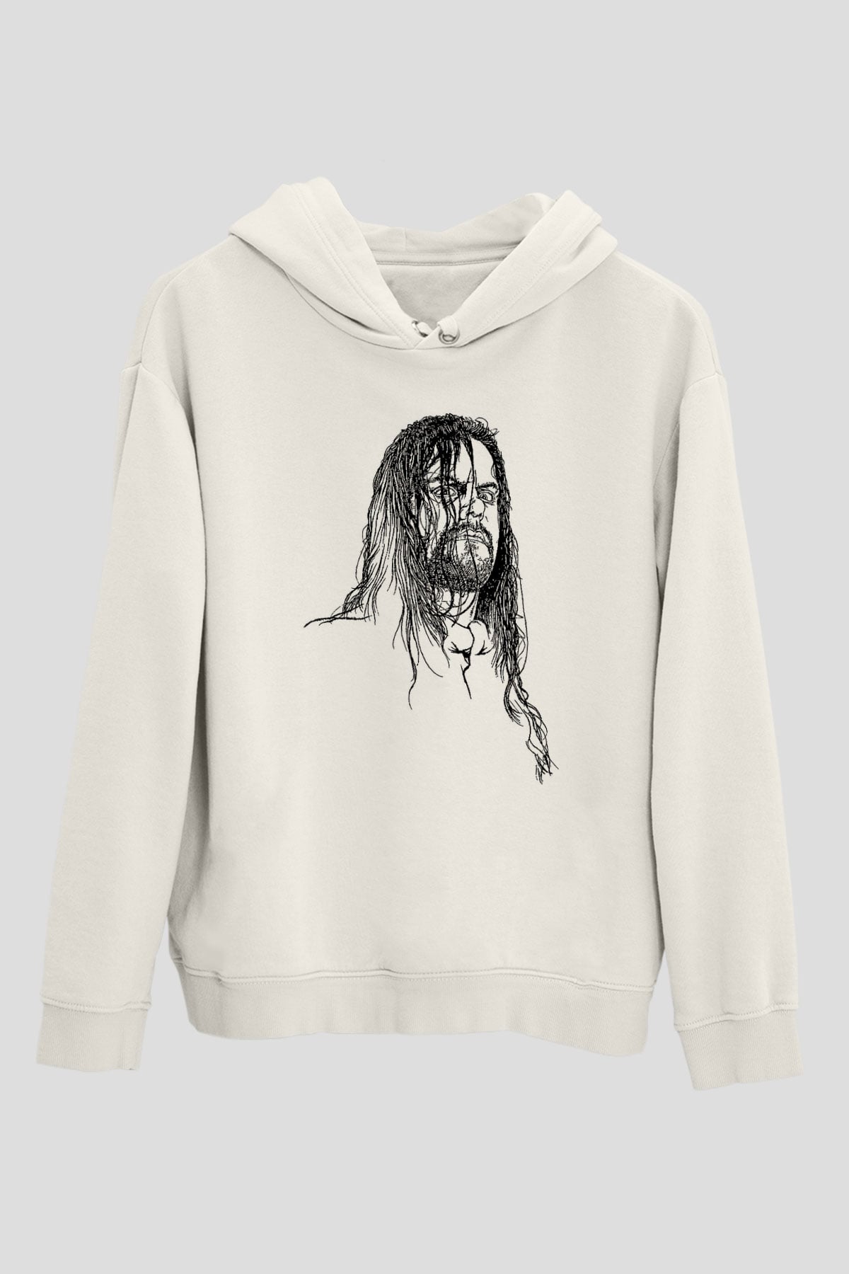 Undertaker Baskılı Beyaz Unisex Hoodie