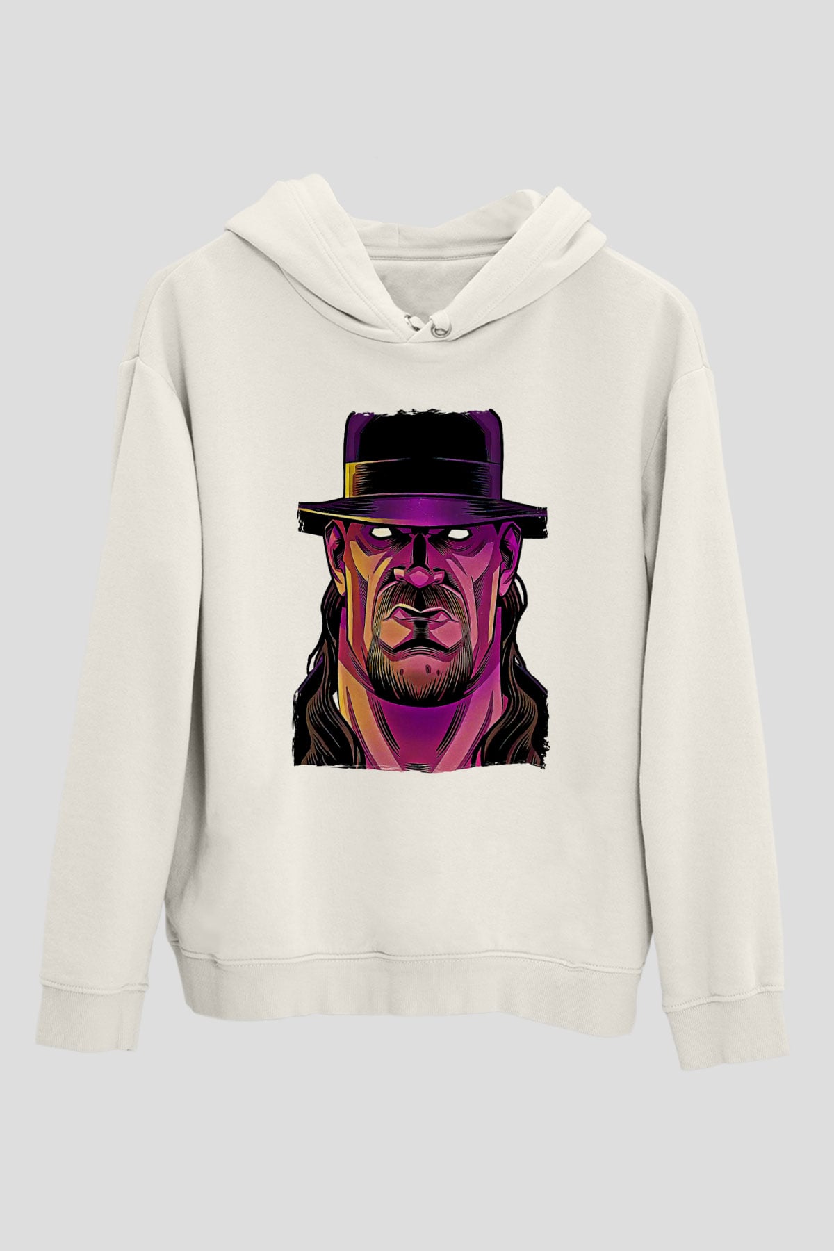 Undertaker Baskılı Beyaz Unisex Hoodie