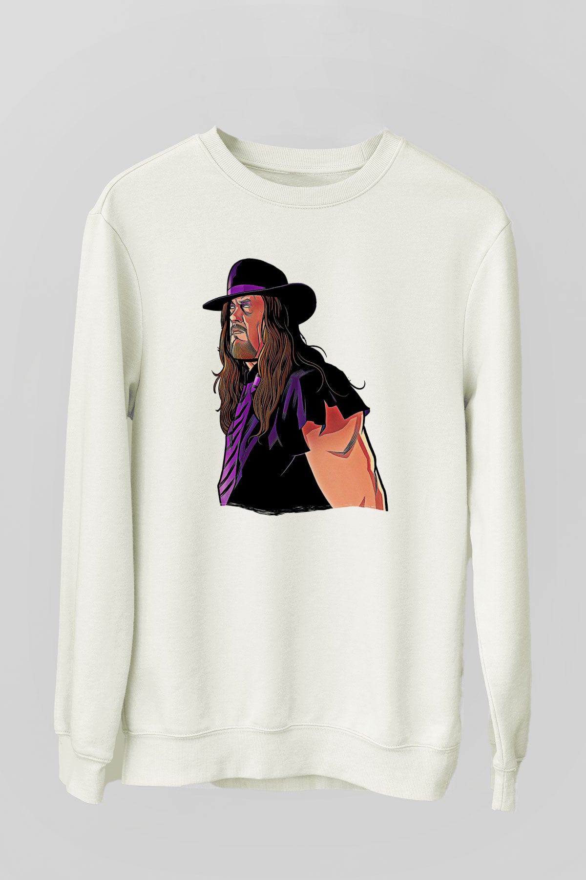 Undertaker Baskılı Beyaz Unisex Sweatshirt