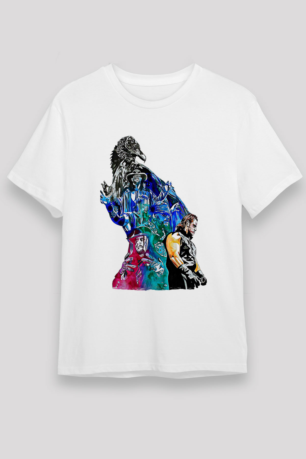 Undertaker Unisex Baskılı Beyaz Tişört - Tshirt