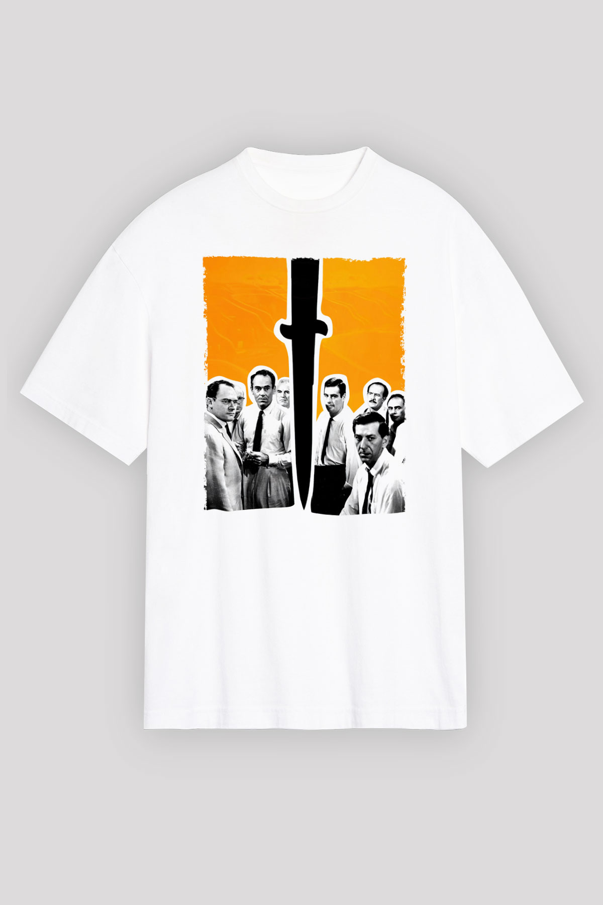 Unisex 12 Öfkeli Adam-12 Angry Men Baskılı Beyaz Oversize Tişört