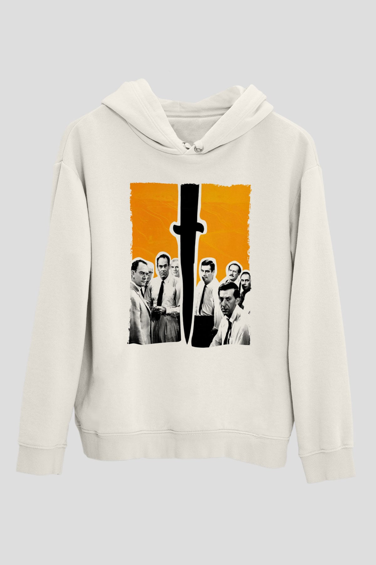 Unisex 12 Öfkeli Adam-12 Angry Men Baskılı Beyaz Kapüşonlu Sweatshirt
