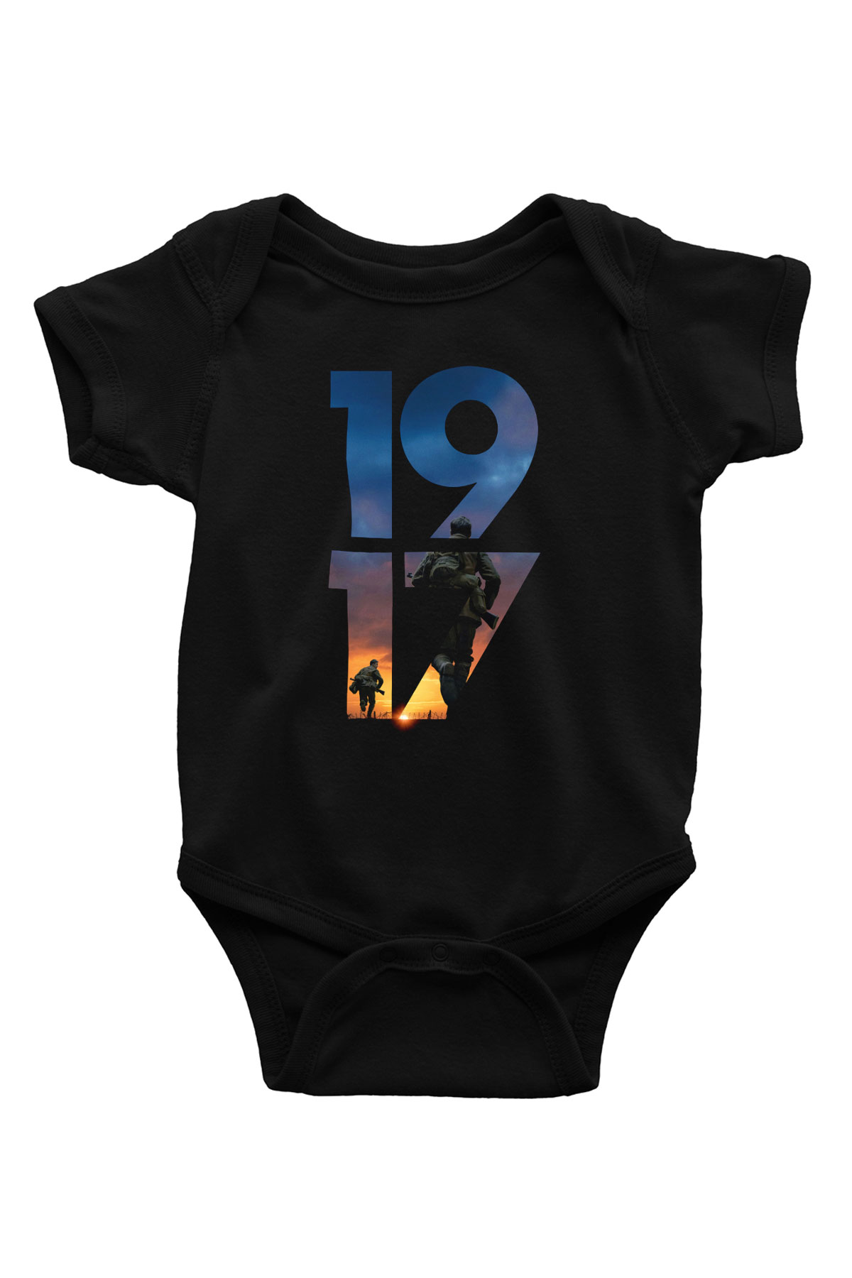 Unisex 1917 Baskılı Siyah Bebek Body - Zıbın