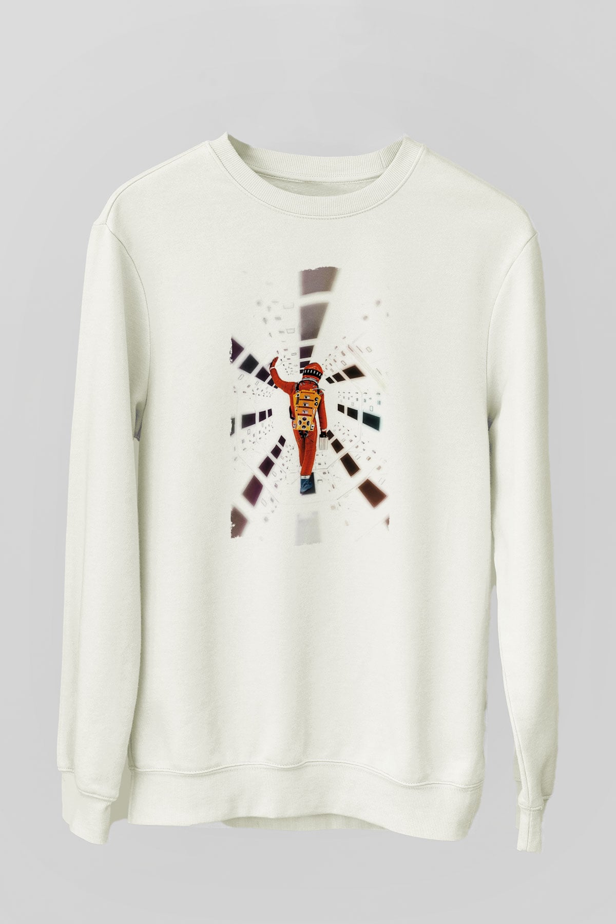 Unisex 2001 Bir Uzay Destanı-2001 A Space Odyssey Baskılı Beyaz Sweatshirt