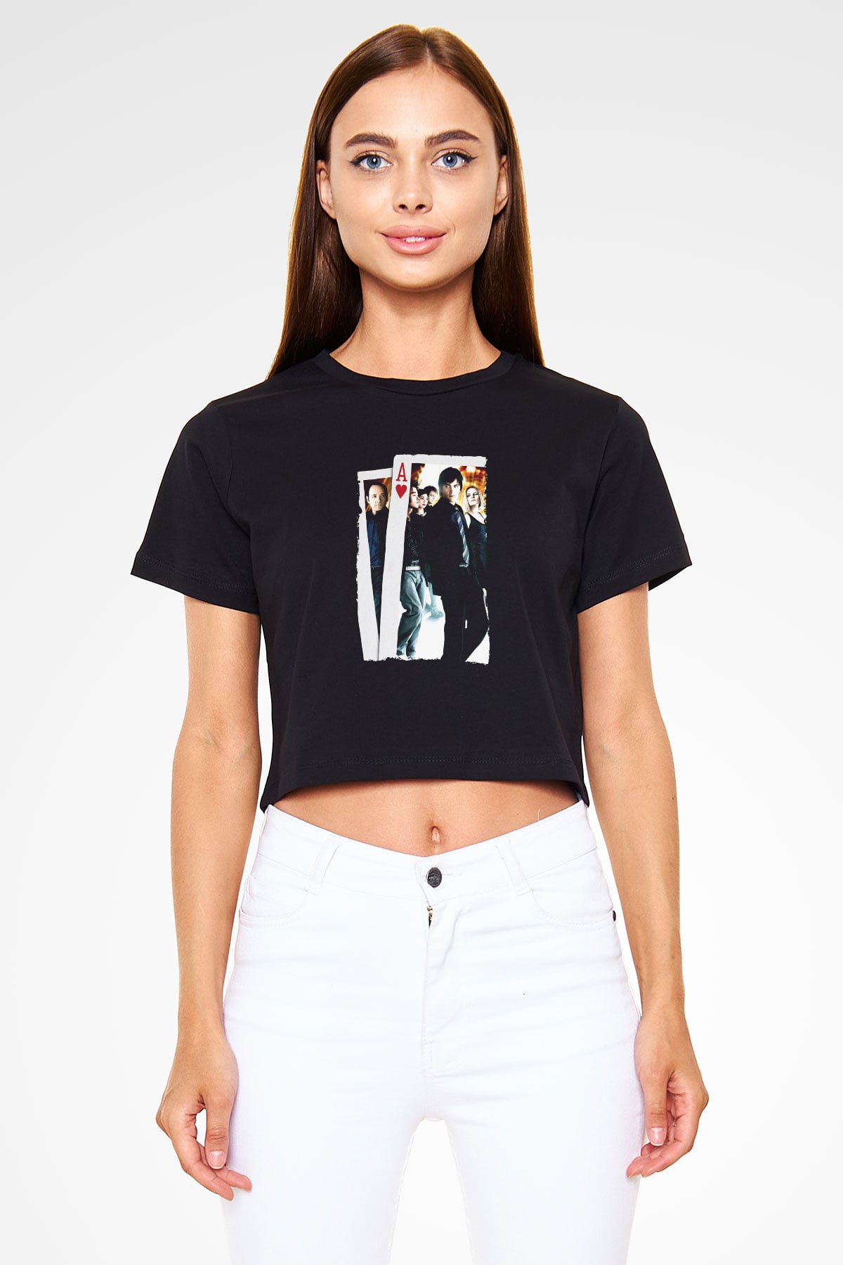 Unisex 21 Baskılı Siyah Crop Top Tişört
