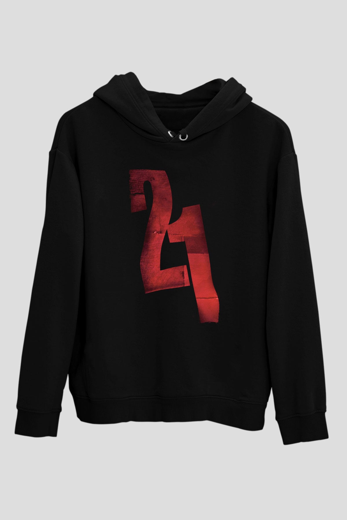 Unisex 21 Grams Baskılı Siyah Kapüşonlu Sweatshirt