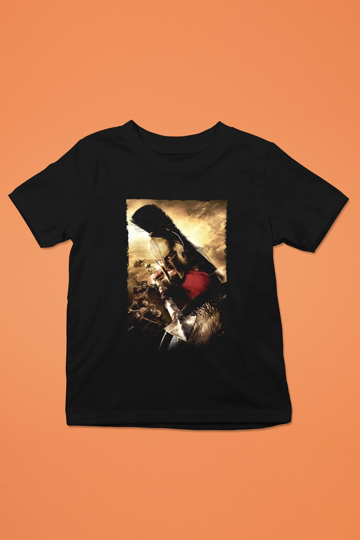 Unisex 300 Baskılı Siyah Çocuk Tshirt