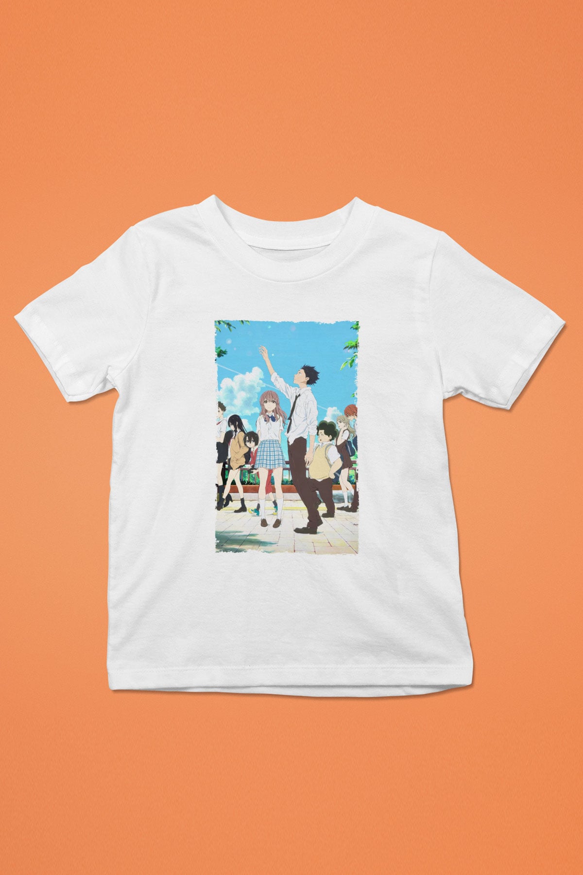 Unisex A Silent Voice Baskılı Beyaz Çocuk Tshirt