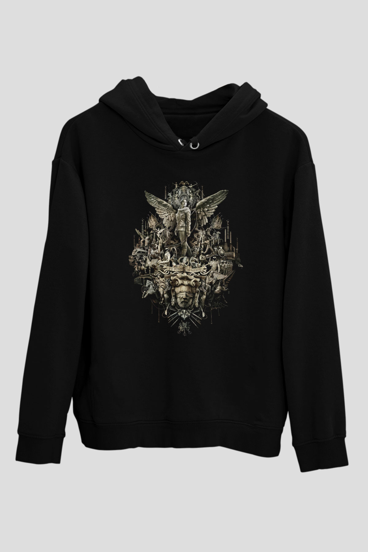 Unisex Açlık Oyunları (The Hunger Games) Baskılı Siyah Kapüşonlu Sweatshirt