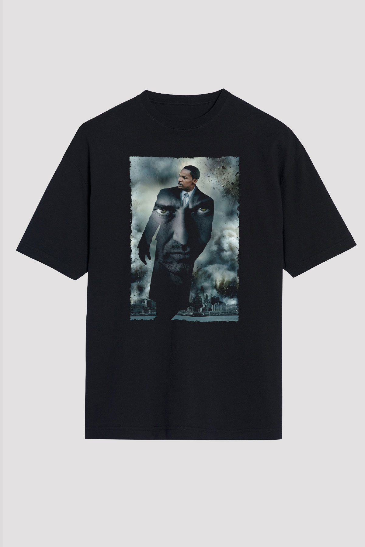 Unisex Adalet Peşinde (Law Abiding Citizen) Baskılı Siyah Oversize Tişört