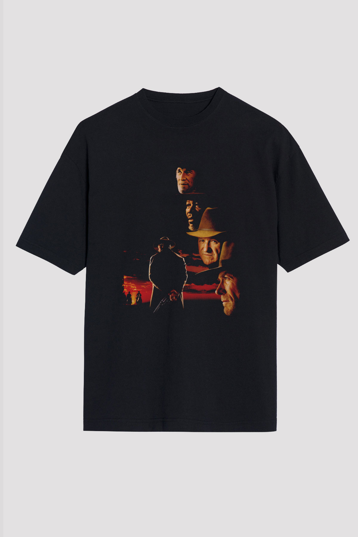Unisex Affedilmeyen (Unforgiven) Baskılı Siyah Oversize T-shirt