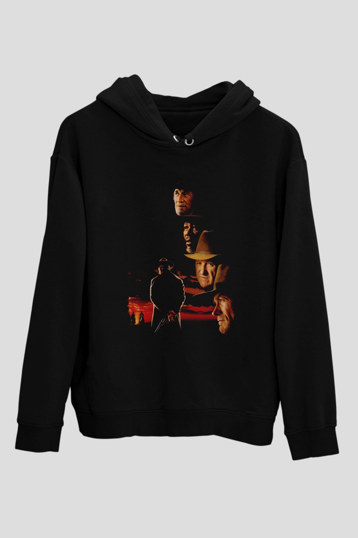 Unisex Affedilmeyen (Unforgiven) Baskılı Siyah Kapüşonlu Sweatshirt