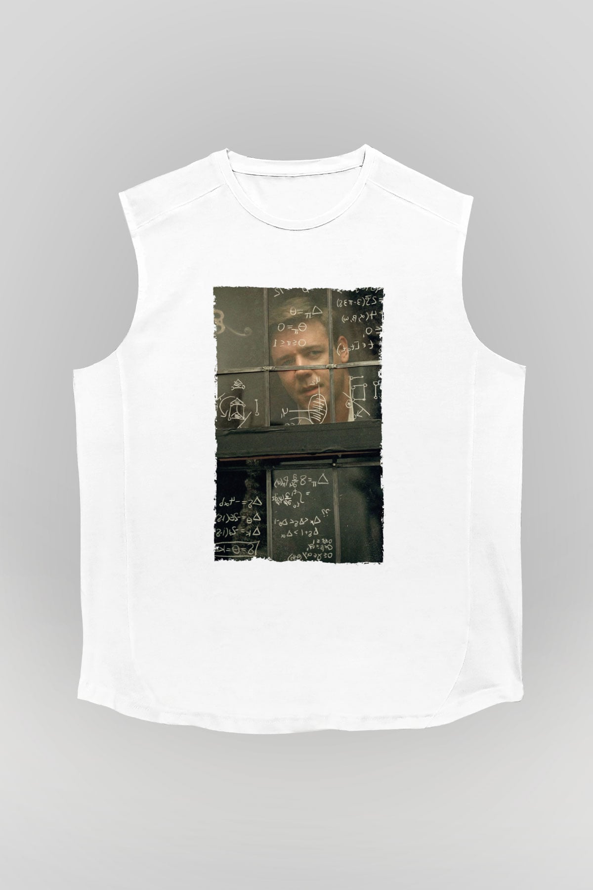 Unisex Akıl Oyunları - A Beautiful Mind Baskılı Beyaz Kolsuz Tshirt