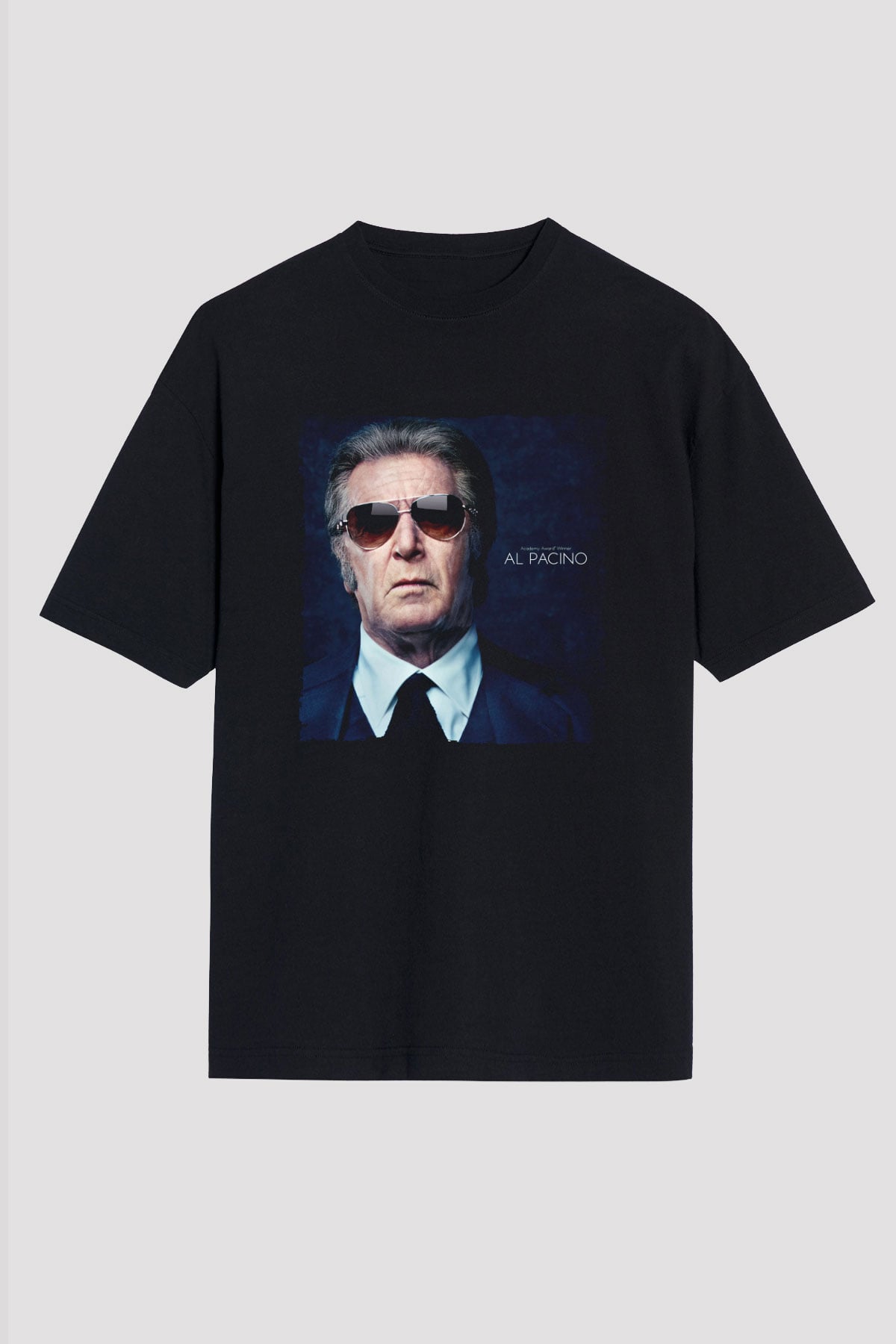 Unisex Al Pacino Baskılı Siyah Oversize T-shirt