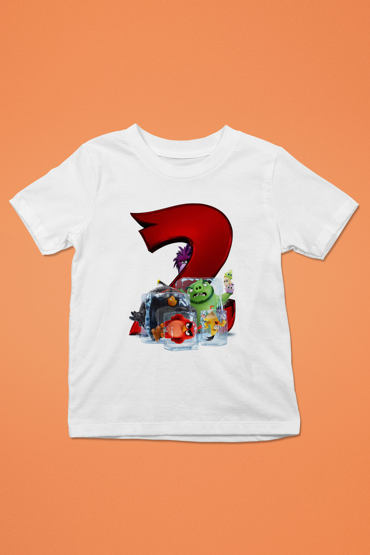 Unisex Angry Birds Baskılı Beyaz Çocuk Tshirt