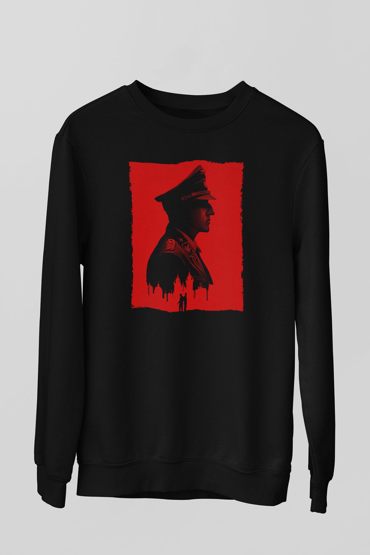Unisex Anthropoid Baskılı Siyah Sweatshirt