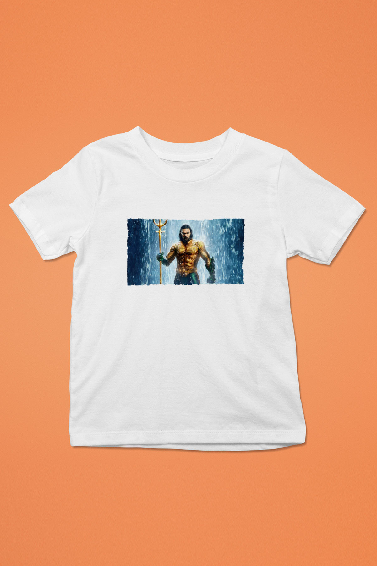 Unisex Aquaman Baskılı Beyaz Çocuk Tişört