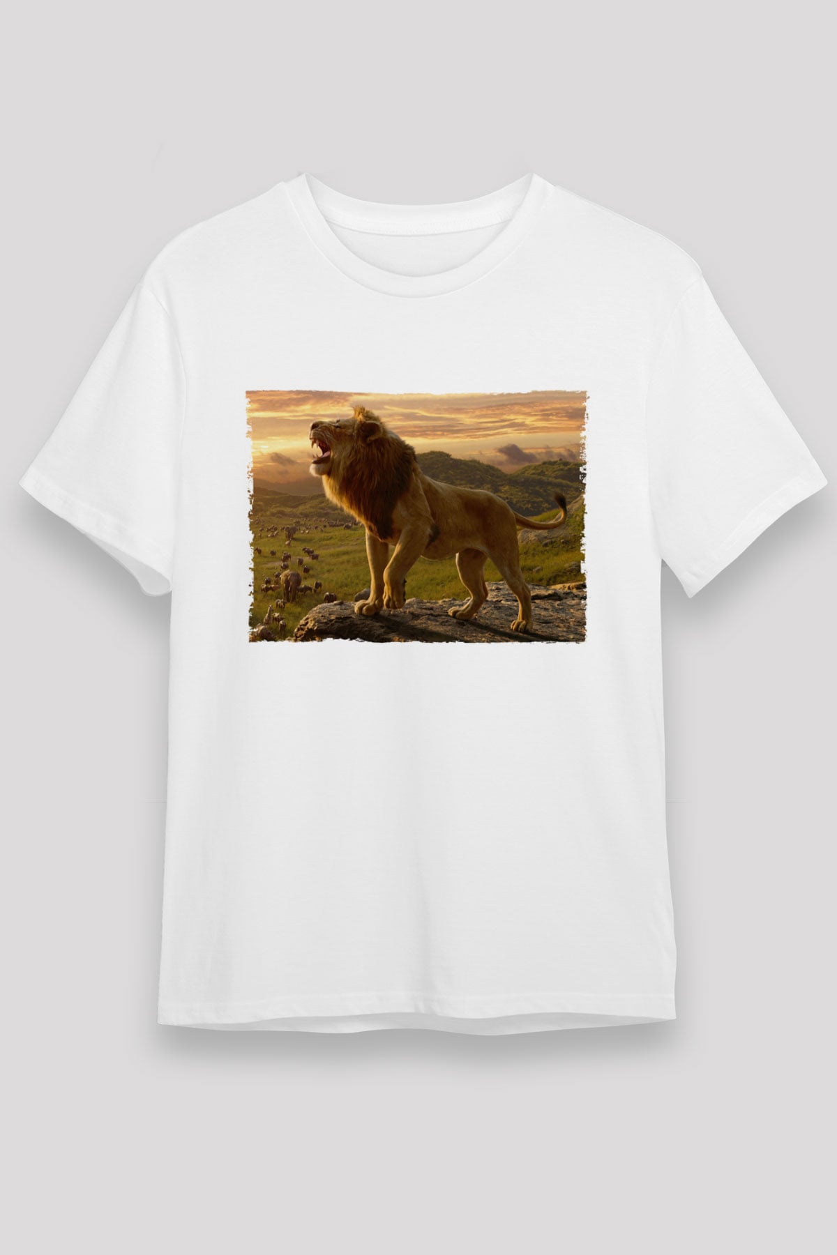 Unisex Aslan Kral (The Lion King) Baskılı Beyaz T-shirt