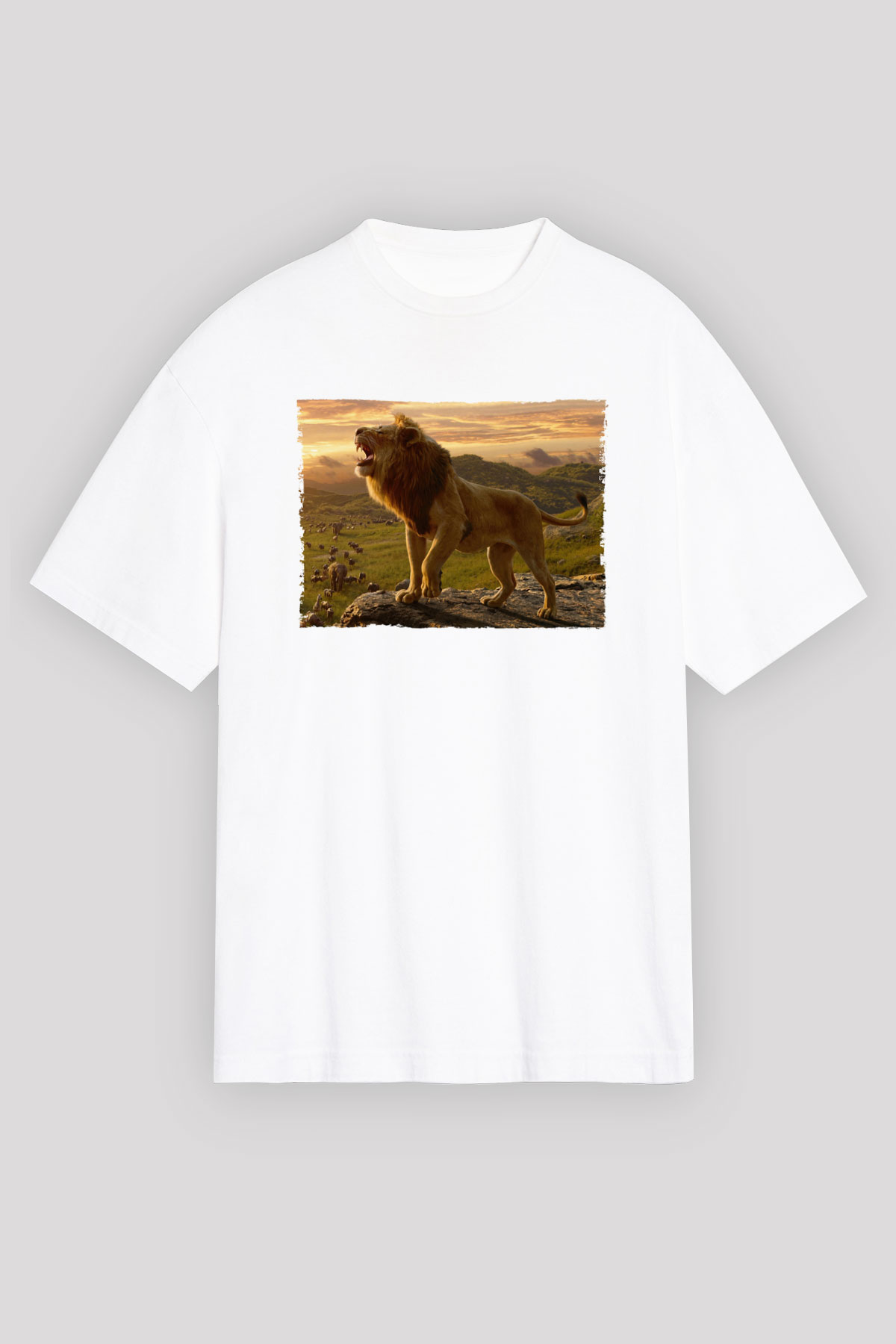 Unisex Aslan Kral (The Lion King) Baskılı Beyaz T-shirt