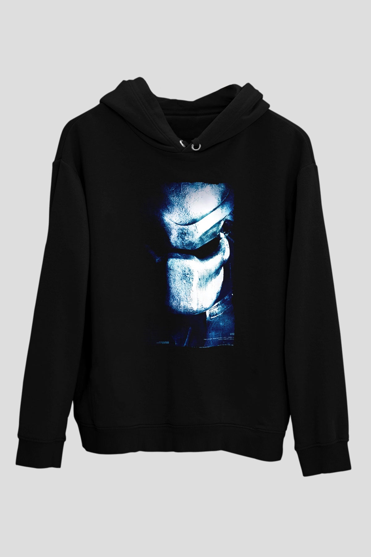 Unisex Av (Predator) Baskılı Siyah Kapüşonlu Sweatshirt