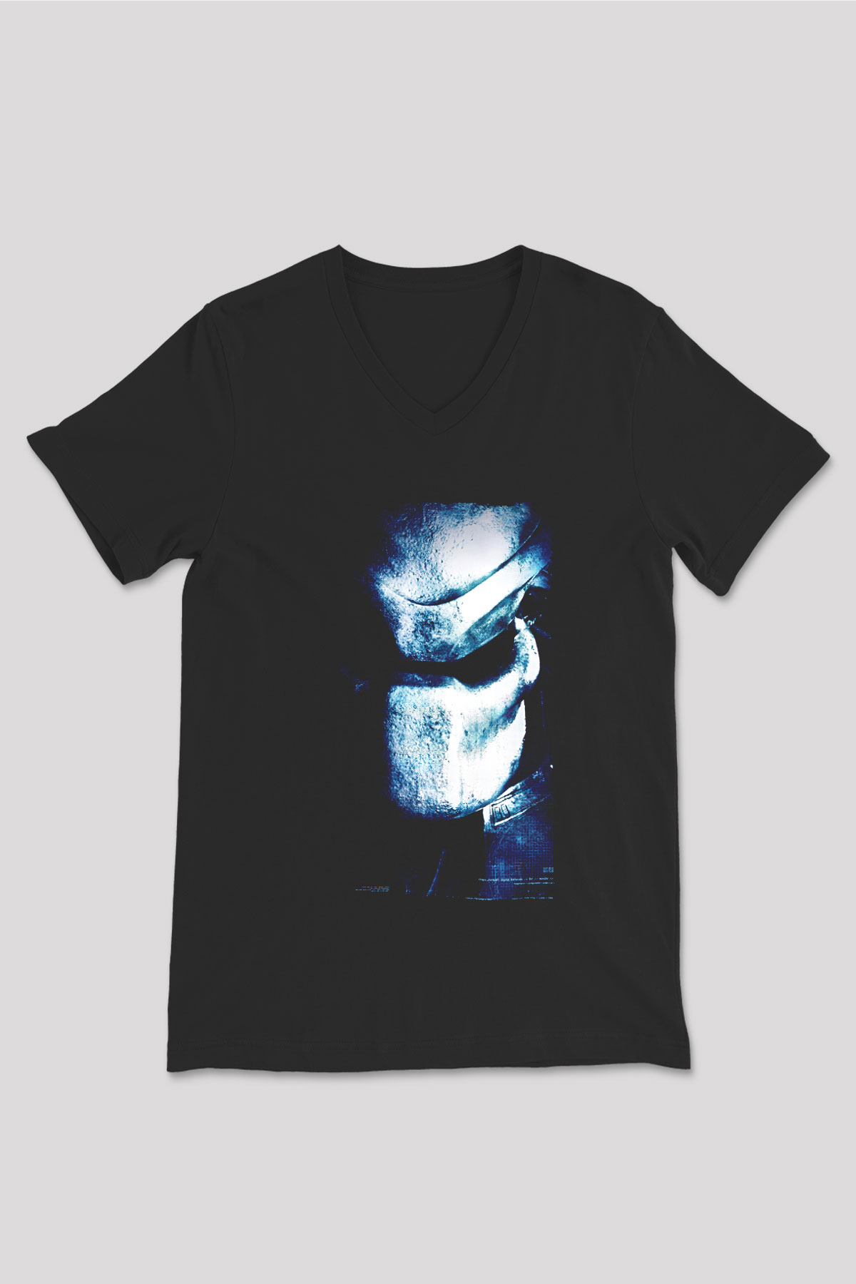 Unisex Av (Predator) Baskılı Siyah V Yaka Tshirt