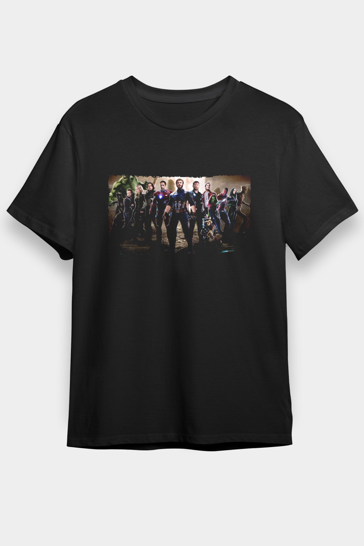 Unisex Avengers Sonsuzluk Savaşı Baskılı Siyah T-shirt