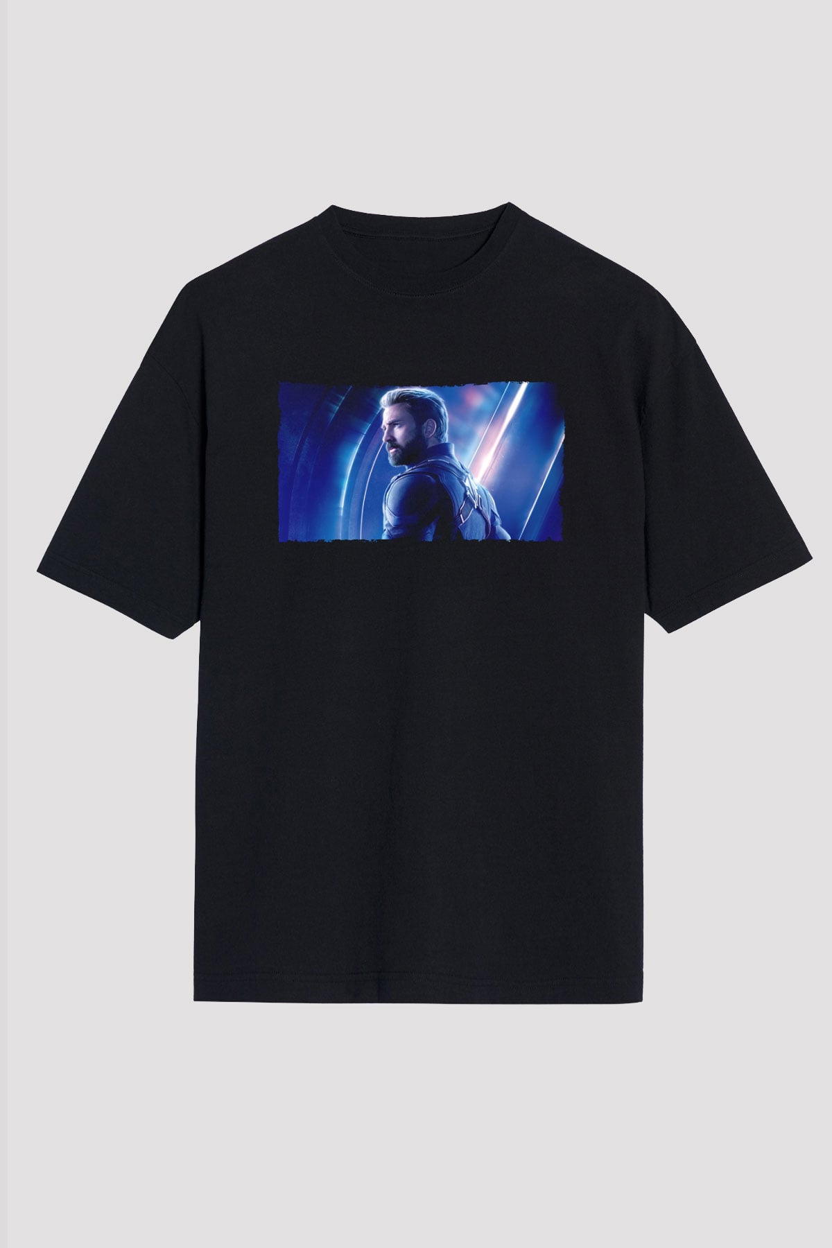 Unisex Avengers Sonsuzluk Savaşı Baskılı Siyah Oversize Tişört