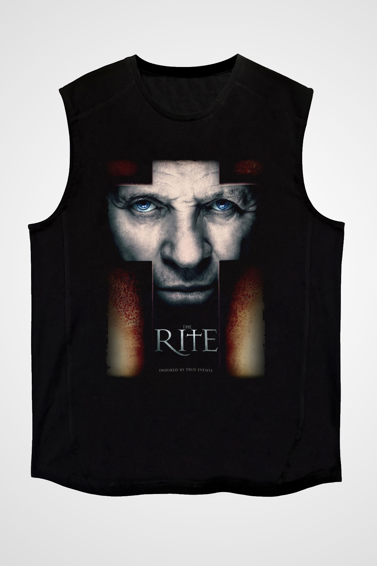Unisex Ayin (The Rite) Baskılı Siyah Kolsuz Tshirt
