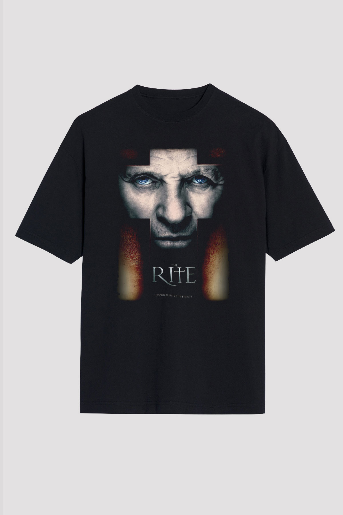 Unisex Ayin (The Rite) Baskılı Siyah Oversize Tshirt