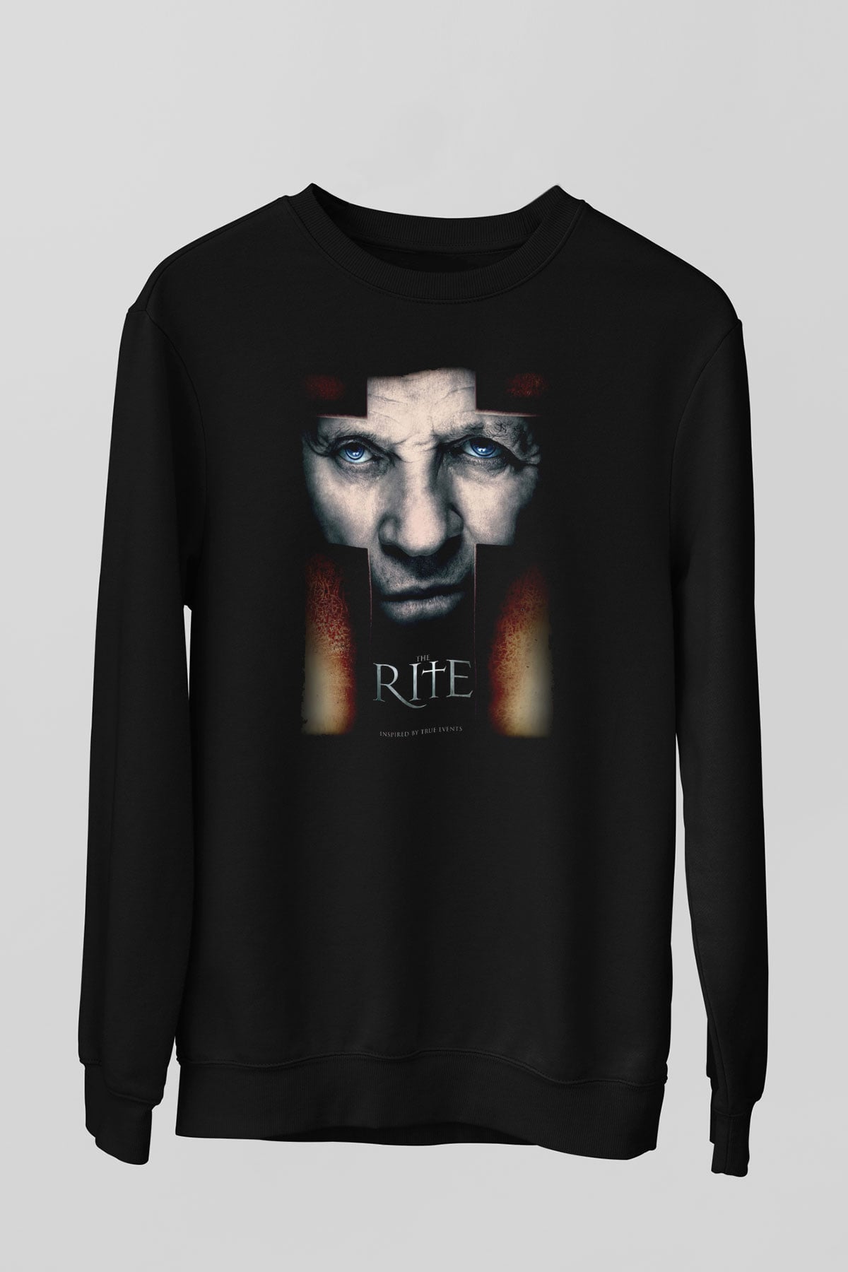 Unisex Ayin (The Rite) Baskılı Siyah Sweatshirt
