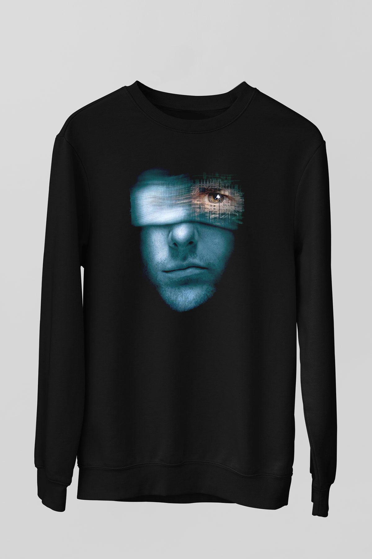 Unisex Azınlık Raporu (Minority Report) Baskılı Siyah Sweatshirt