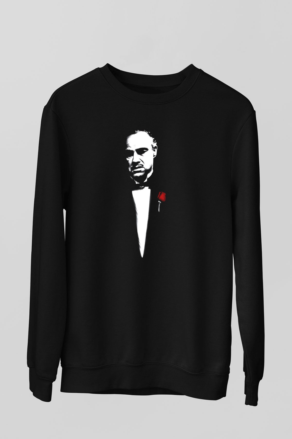 Unisex Baba (The Godfather) Baskılı Siyah Sweatshirt