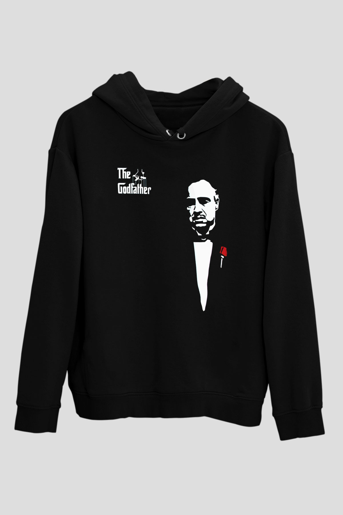 Unisex Baba (The Godfather) Baskılı Siyah Unisex Kapüşonlu Sweatshirt