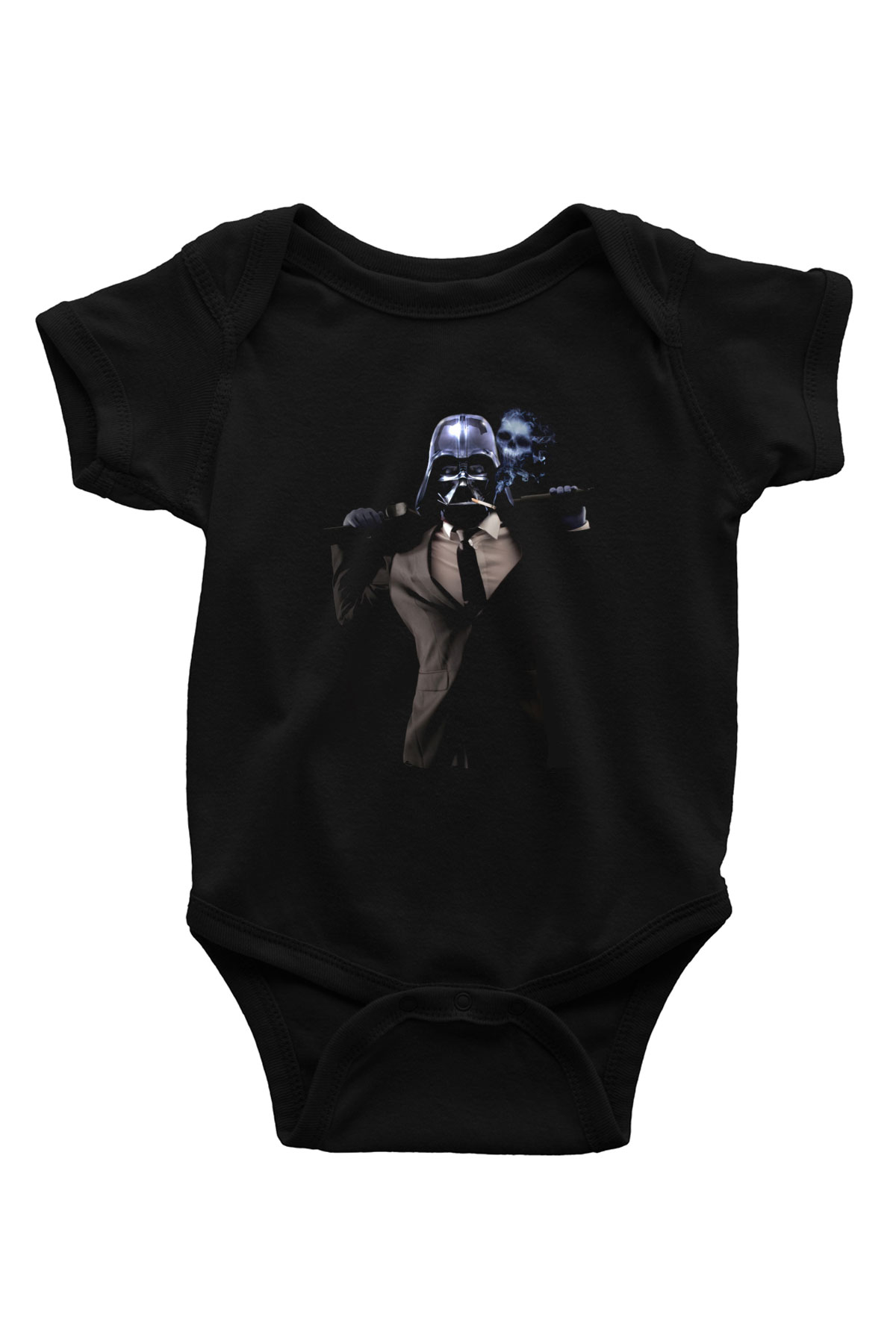 Unisex Badass Vader Baskılı Siyah Bebek Body - Zıbın