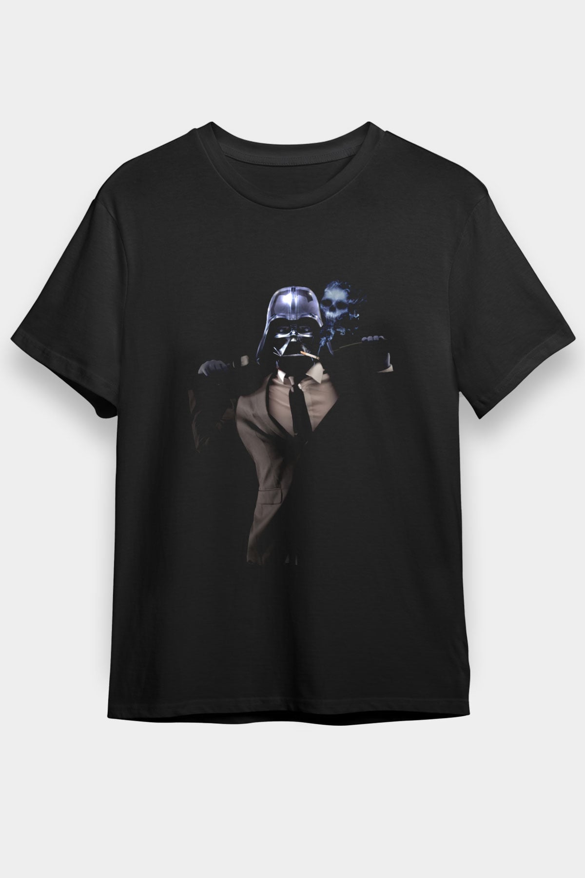 Unisex Badass Vader Baskılı Siyah T-shirt