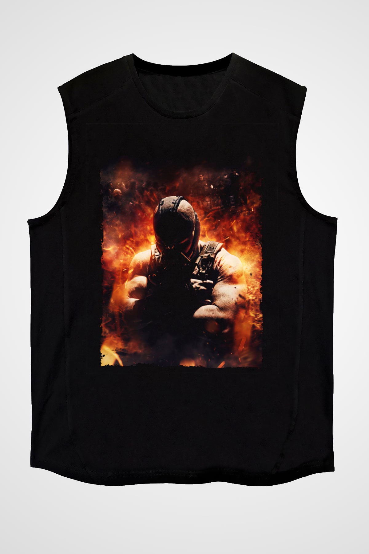 Unisex Bane Baskılı Siyah Kolsuz T-shirt