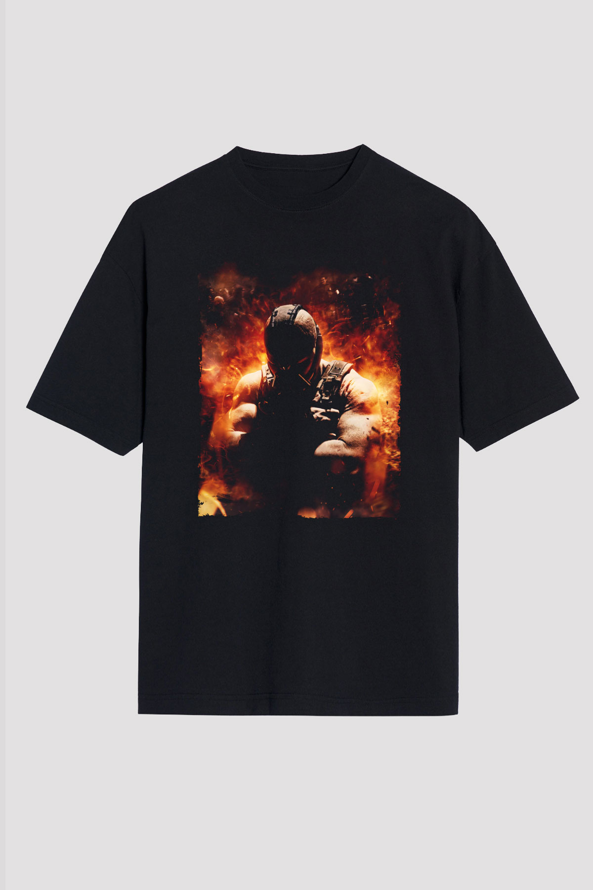 Unisex Bane Baskılı Siyah Oversize T-shirt