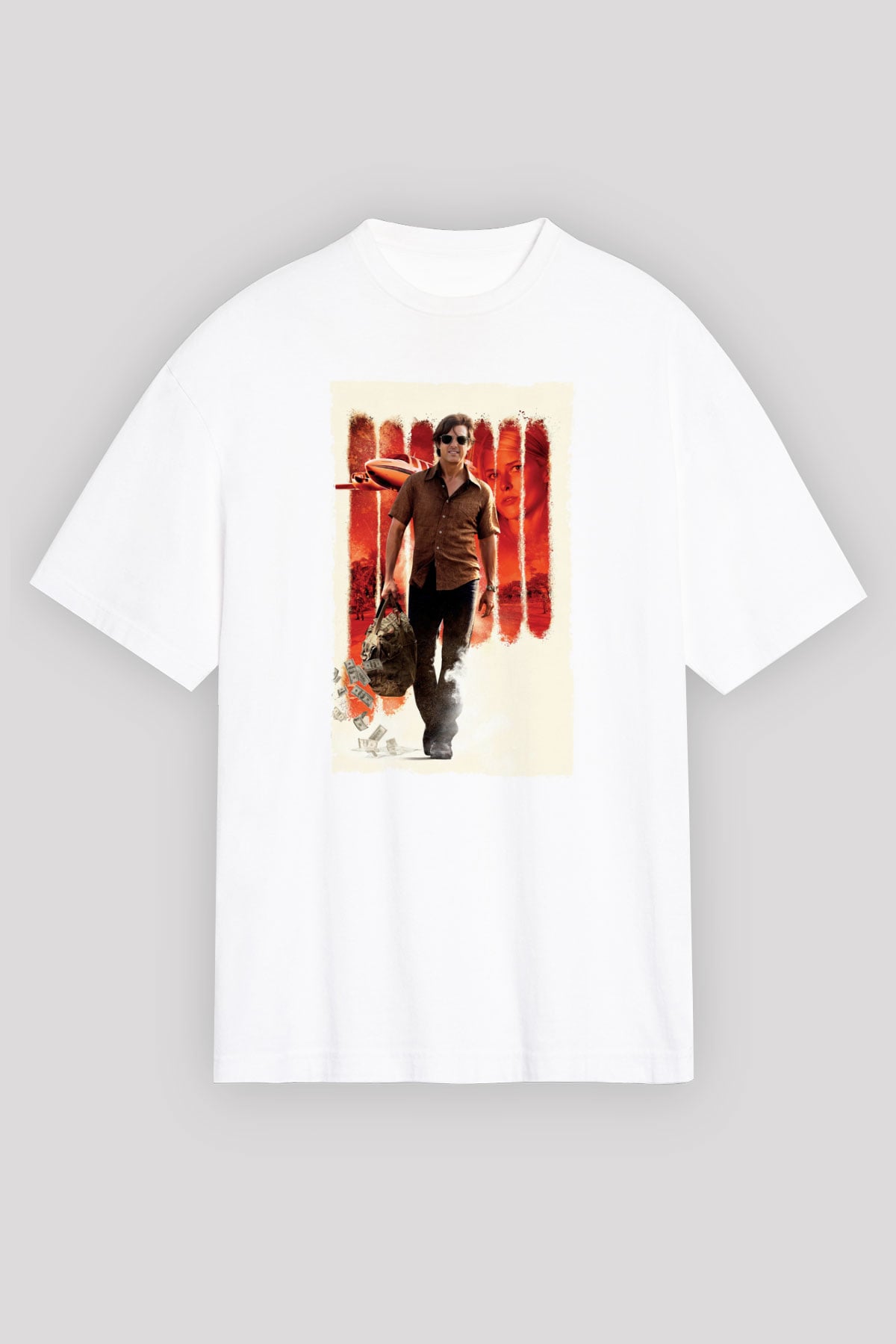 Unisex Barry Seal - Kaçakçı - American Made Baskılı Beyaz Oversize Tişört
