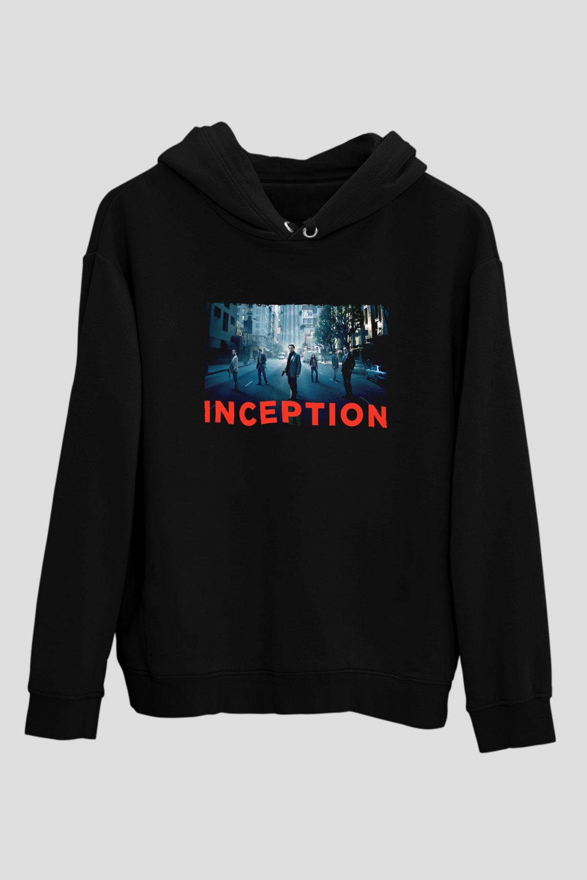 Unisex Başlangıç (Inception) Baskılı Siyah Unisex Kapüşonlu Sweatshirt